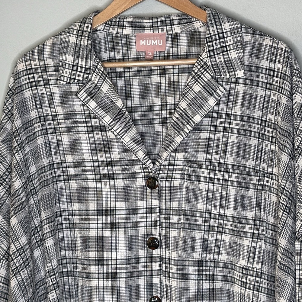 Show Me Your Mumu Lorolie Tunic Button Down Shirt in Black & White Size XL - Picture 3 of 9